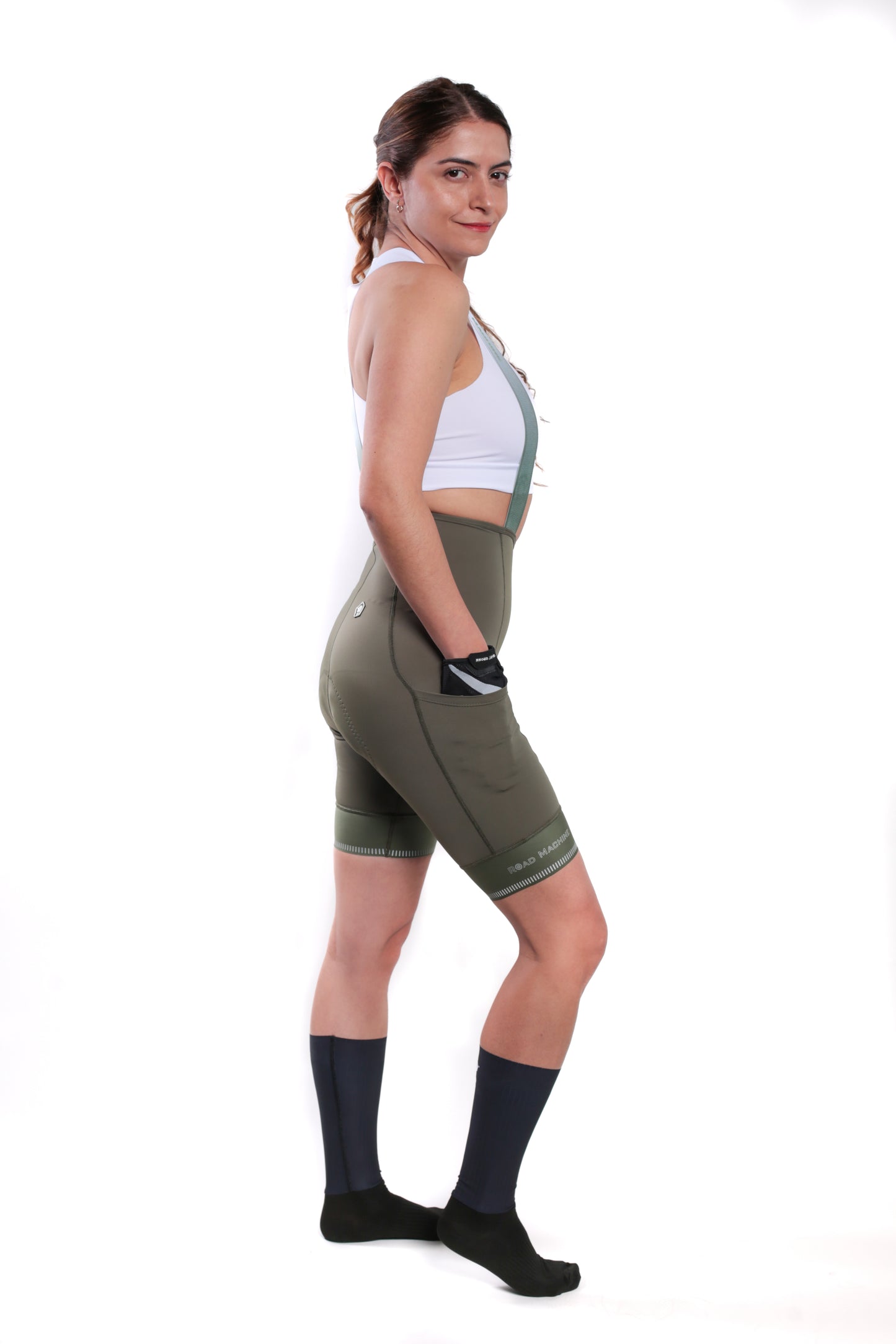 Pantaloneta Road machine Femenina Verde