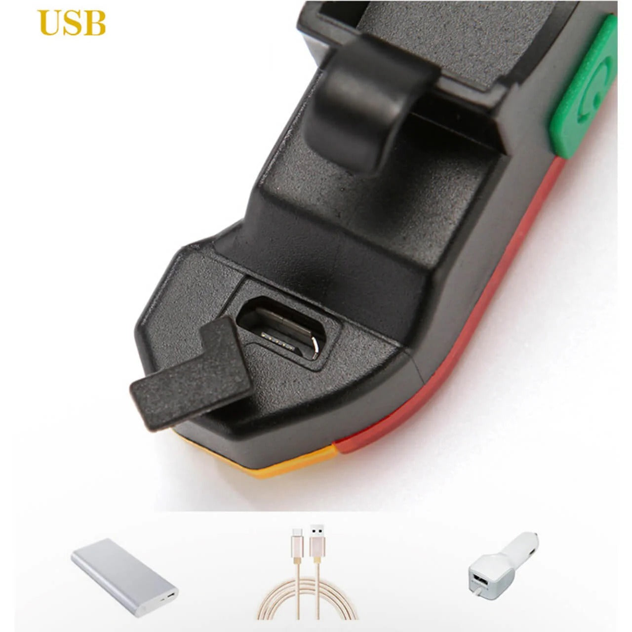 Luz Roja recargable USB para bicicleta 400 Lúmenes